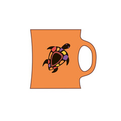 isolated element mug orange with turtle vector