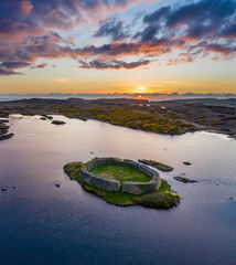 Aerial view of Doon Fort by Portnoo - County Donegal - Ireland.