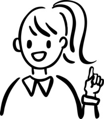 ベクター素材　説明する女性の手描きイラスト