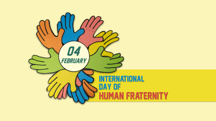 paper cut hand shape made by different colored paper that placed one after another. A creative wishing card idea for international day of fraternity, 4 February.