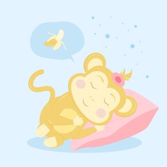 Poster with cute monkye