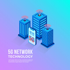 5g network technology, isometric concept