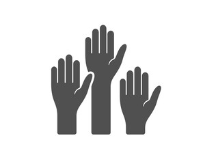 Voting hands simple icon. People vote by hand sign. Public election symbol. Classic flat style. Quality design element. Simple voting hands icon. Vector