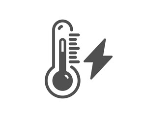 Electricity power simple icon. Lightning bolt with thermometer sign. Electric energy symbol. Classic flat style. Quality design element. Simple electricity power icon. Vector