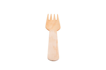 Salad's Wooden fork cutlery isolated on white background 