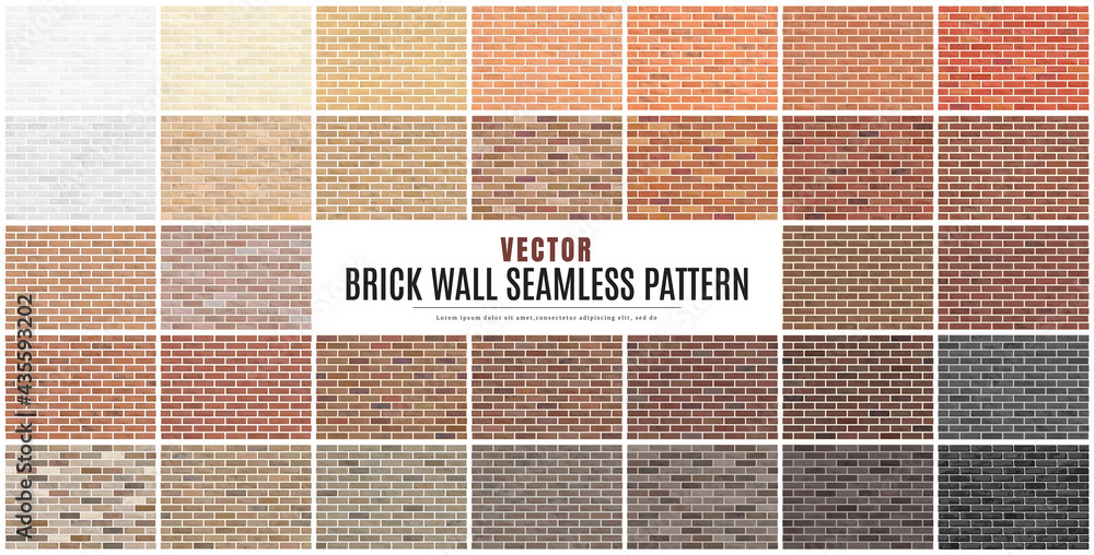 Wall mural block brick wall seamless pattern collection set texture background