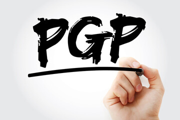PGP - Pretty Good Privacy acronym with marker, technology concept background