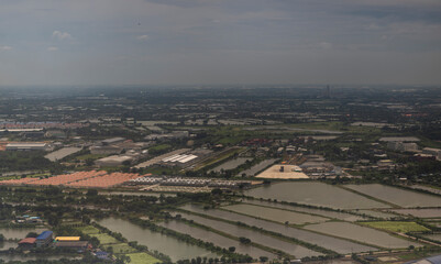 View of the surroundings of Bangkok from the plane. Thailand, 2019