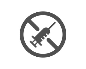 No vaccine simple icon. Stop Vaccination sign. Syringe jab symbol. Classic flat style. Quality design element. Simple no vaccine icon. Vector