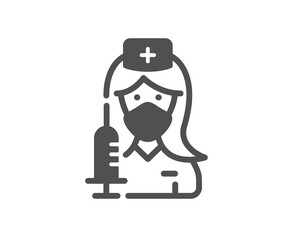 Vaccination simple icon. Nurse with syringe sign. People vaccine symbol. Classic flat style. Quality design element. Simple vaccination icon. Vector