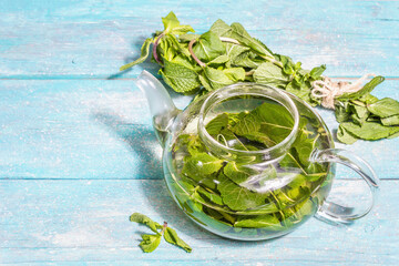Mint tea from fresh leaves
