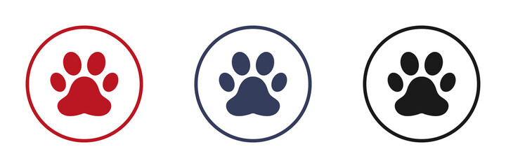 Animal paw icons set. Flat design. Vector illustration.