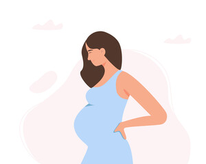 Happy pregnant woman concept, healthcare, maternity, pregnancy. Vector illustration in cartoon flat style.
