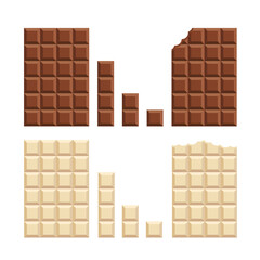 This is a set of chocolate isolated on a white background.