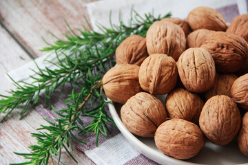 natural walnuts in a hard brown shell