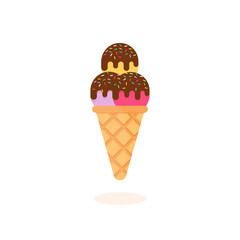 These ice cream cones on a white background.