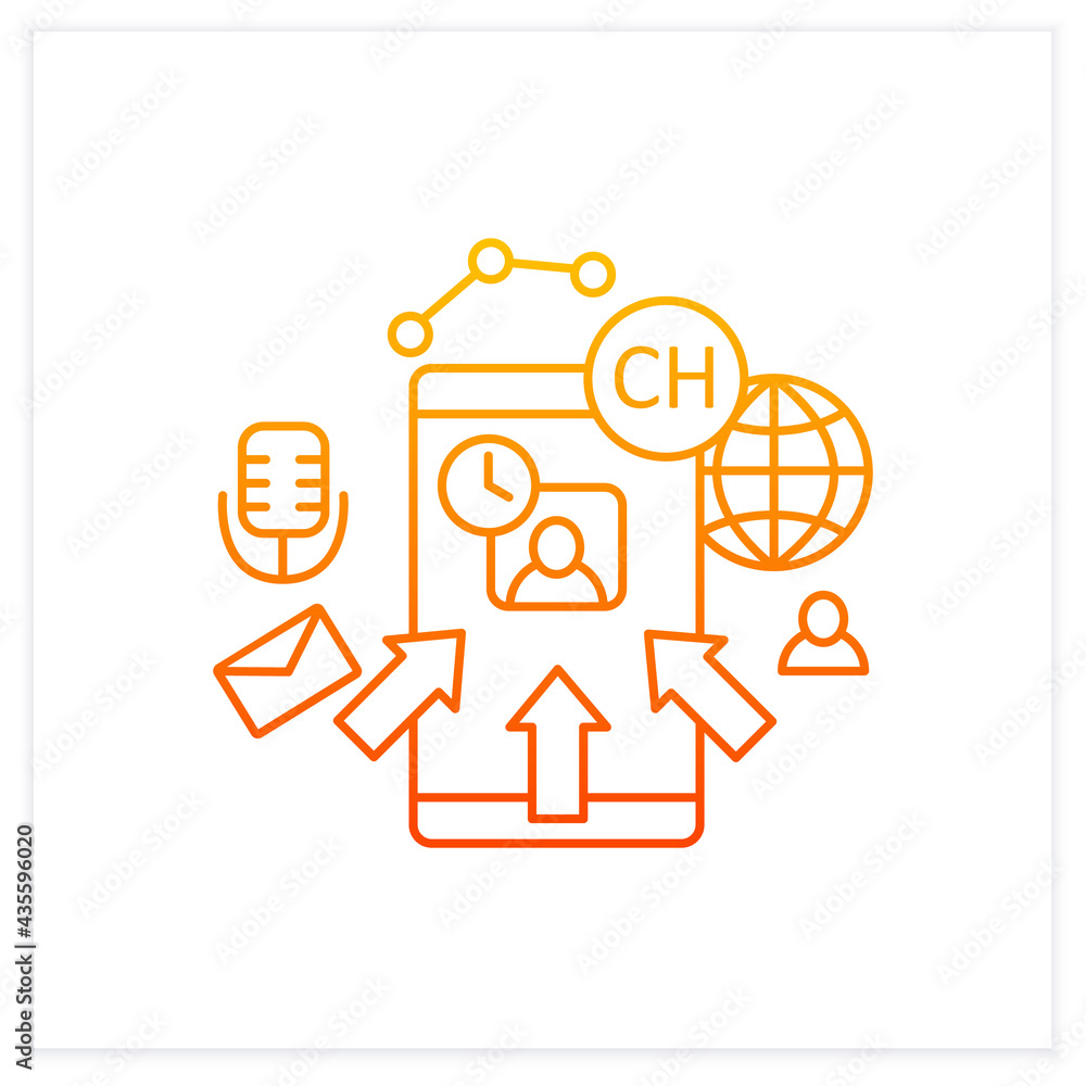 Poster rapid popularity gradient icon. rapid growth user popularity.arrows point to moderator. isolated vec