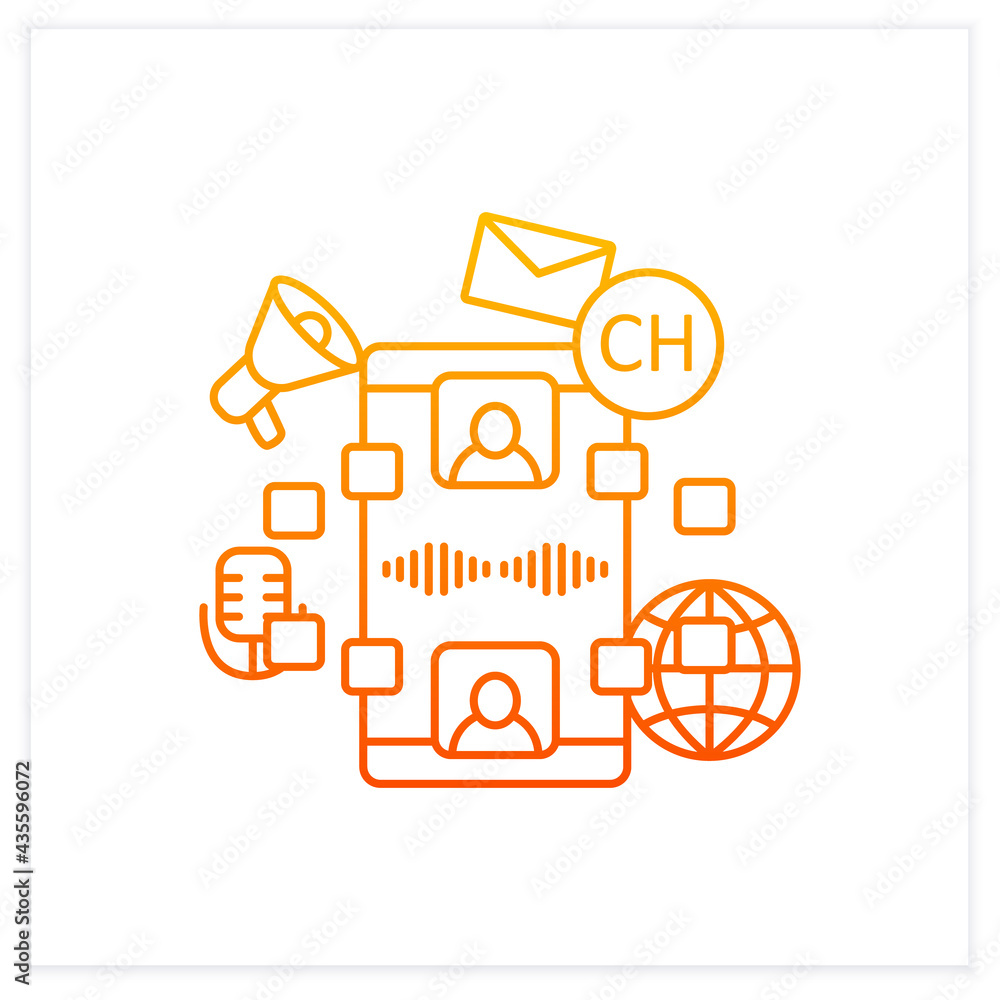 Poster drop in audio chat gradient icon. dialogue between people. chatting. communication application with 
