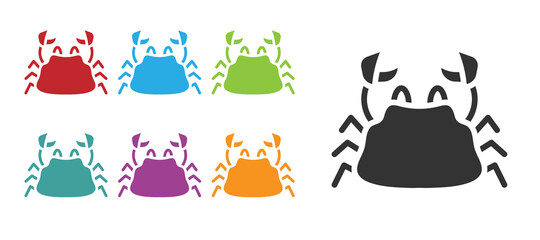Black Crab icon isolated on white background. Set icons colorful. Vector