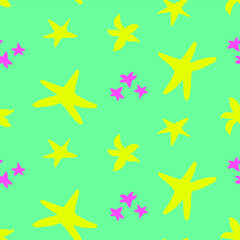 Obraz premium Abstract Hand Drawing Sea Stars Seamless Vector Pattern Isolated Background
