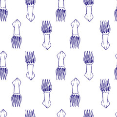 Seamless pattern with hand drawn squid.