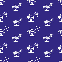 Seamless pattern with palm trees and the Sun.