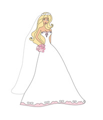 Fototapeta premium Beautiful bride - doodle isolated illustration