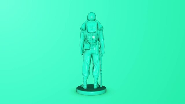 Miniature toy soldiers on a light green background. 3d render.