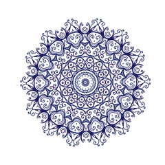 Mandala blue ornament. Yoga decoration. 