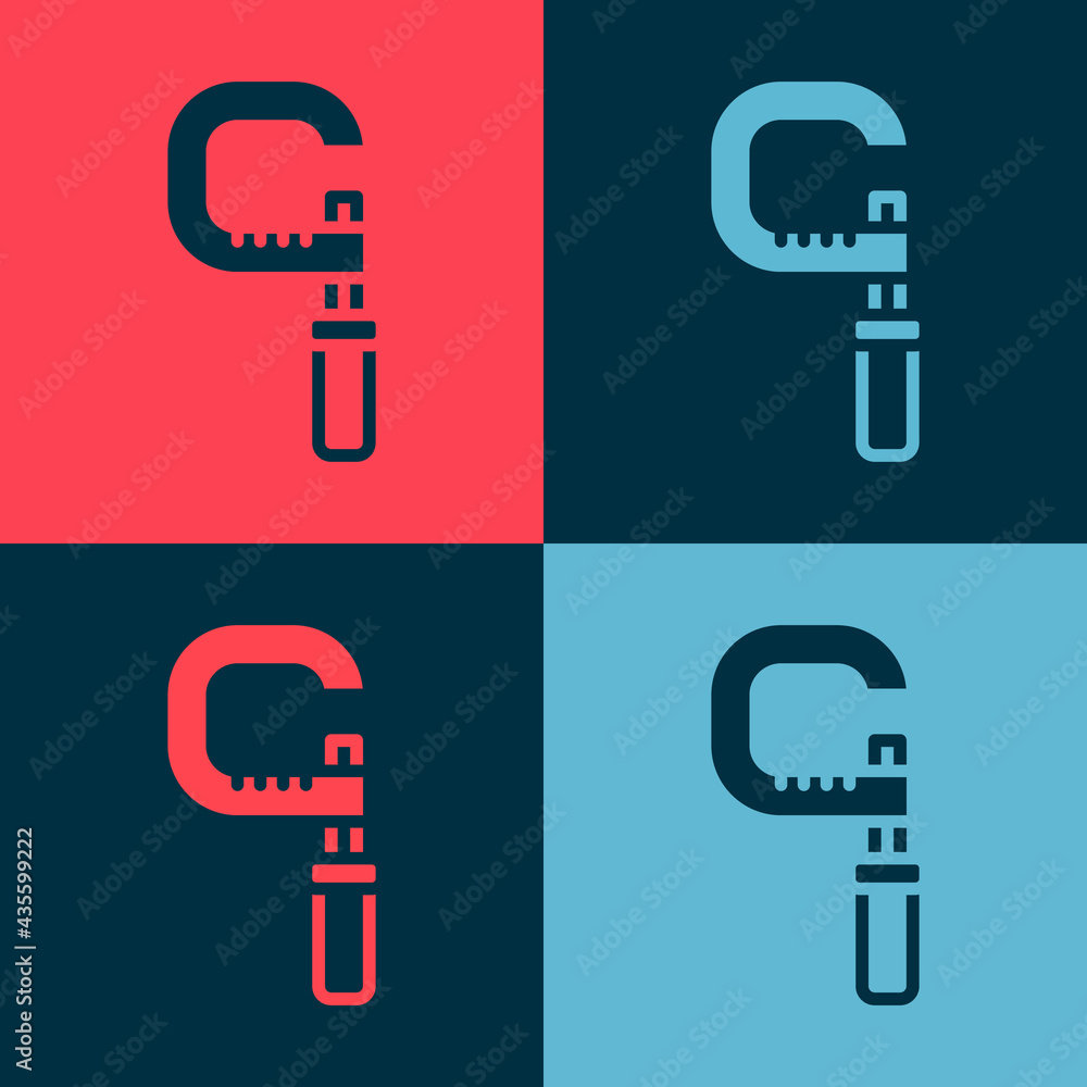 Poster pop art micrometer icon isolated on color background. measuring engineer tool. universal device desi