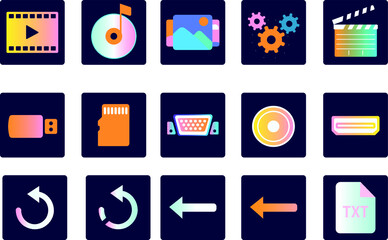 vector icon set in orange and blue color