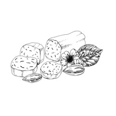 Marzipan loaf, retro hand drawn vector illustration.