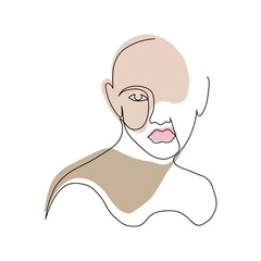 One line girls vector