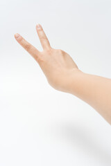 Close up of gestures on a white background