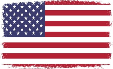 american flag on white background - art concept style 