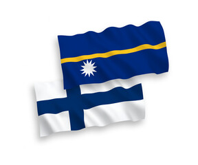 Flags of Finland and Republic of Nauru on a white background