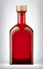 Color Glass bottle on background with Cork. 