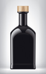 Non-transparent Bottle on background with Cork. 