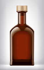 Color Glass bottle on background with Cork. 