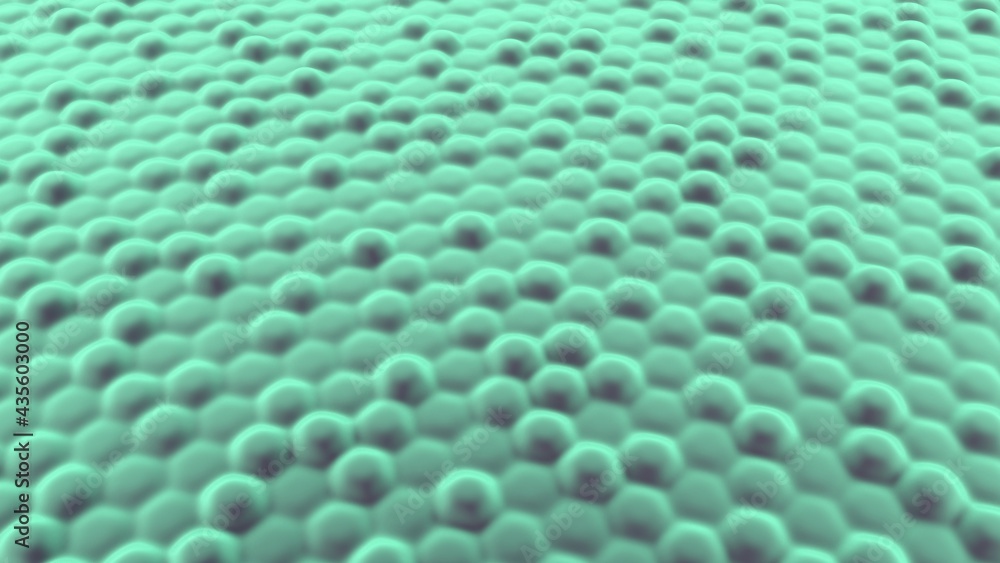 Fototapete mint gray abstract background of volumetric bulges in the form of hexagons. desktop wallpaper. rende