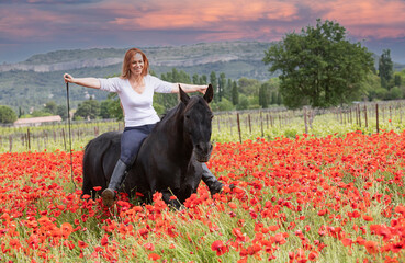 riding girl and horse