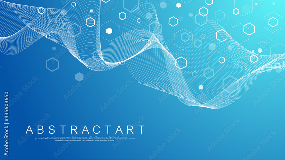 Aufkleber molecular structure background. science template wallpaper or banner with a dna molecules. asbtract 