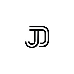 Letter jd linked flat overlapping design logo vector. J, D logo initial vector mark. JD Initial name logo. Double line JD Initial Letter Logo Vector