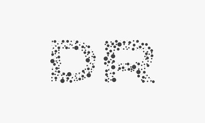 dotted letter DR logo concept isolated on white background.