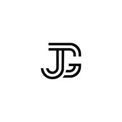 Letter jg linked flat overlapping design logo vector. J, G logo initial vector mark. JG Initial name logo. Double line JG Initial Letter Logo Vector