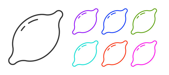 Black line Lemon icon isolated on white background. Set icons colorful. Vector