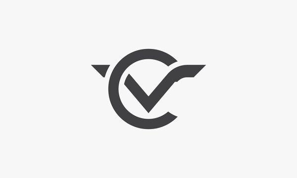 CV or VC letter logo concept on white background.