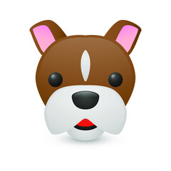Dog Brown  Home Farm Animals Emoji Illustration Face Vector Design Art Doggy Breed Clip Art.
