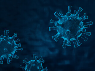 3d rendered illustration of a virus,covid-19, coronavirus outbreak, virus floating in a cellular environment , coronaviruses influenza background, viral disease epidemic, 3D rendering of virus