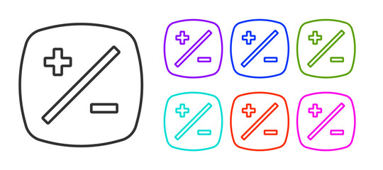 Black line Exposure compensation icon isolated on white background. Set icons colorful. Vector